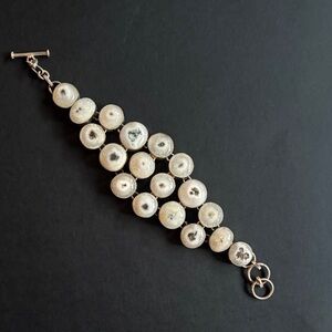 Sterling Silver and Jasper Stone Bracelet  Size Large